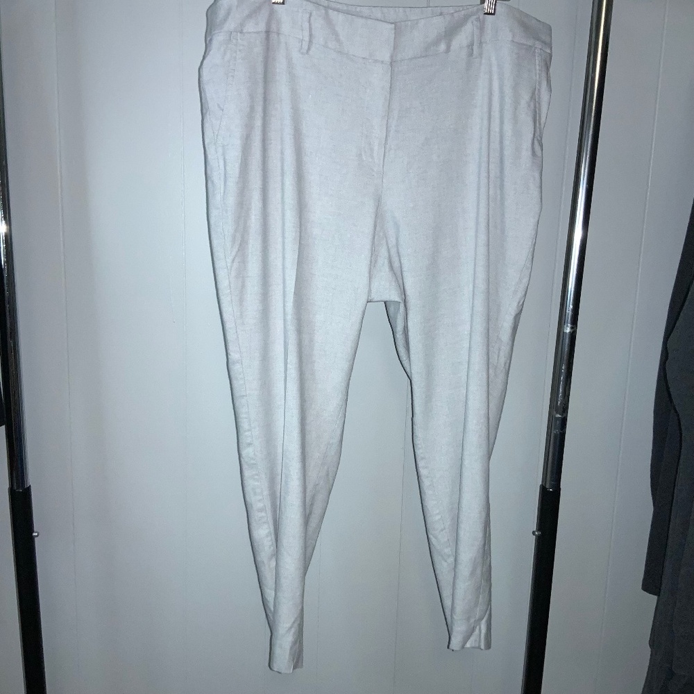 Loft linen blend pants Sz 18 front zip belt loops